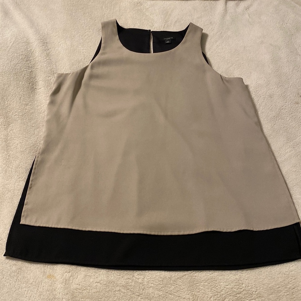 Sleeveless blouse by Ann Taylor in brown/black in medium.